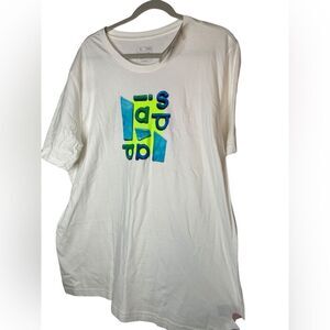 Adidas XL Neon Blue and Yellow Graphic Printed T Shirt NWT